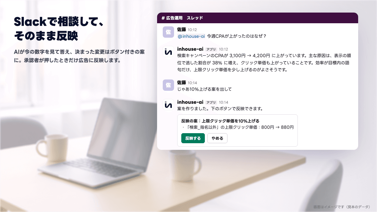 Slackで相談して、そのまま反映(先行提供)